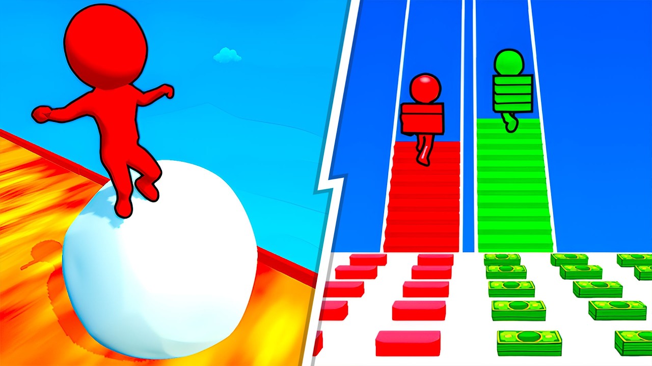 Snow Race VS Bridge Race -  Full Levels Speedrun Gameplay (Android & iOS) Ep 928