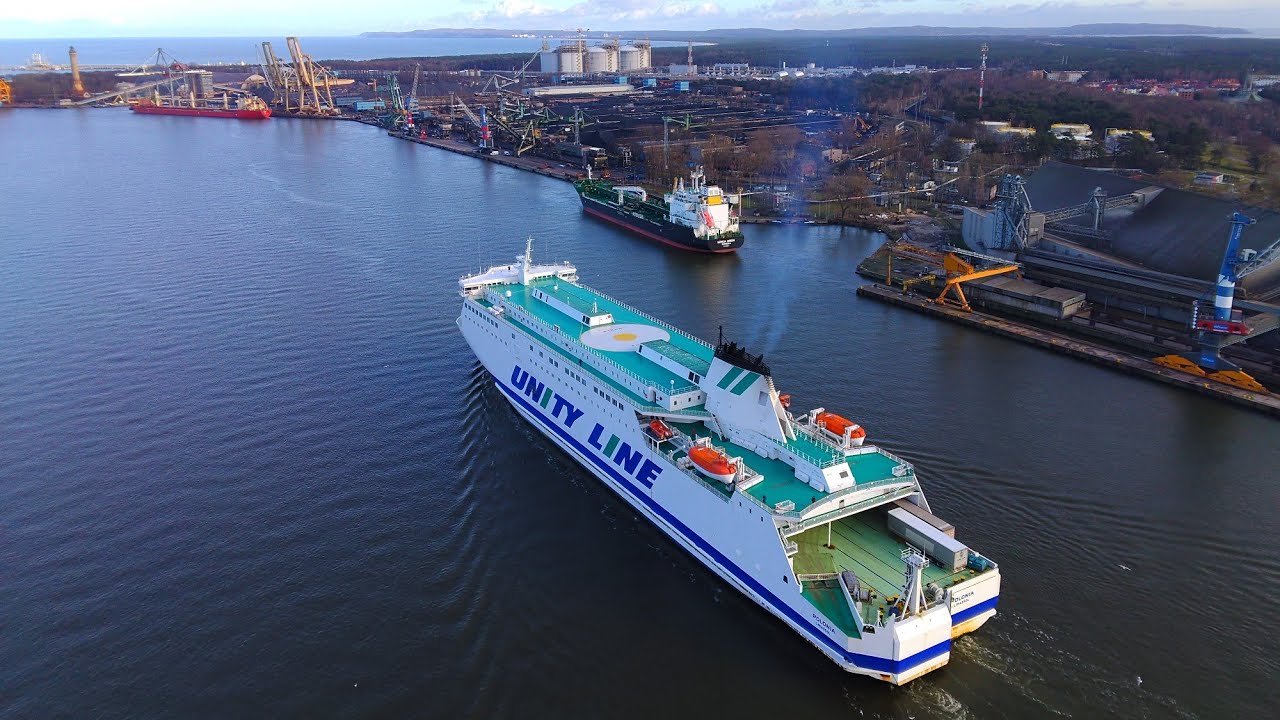 A Ferry leaving the Port of Świnoujście part II | Prom ze Świnoujścia część II | Drone footage [4K]