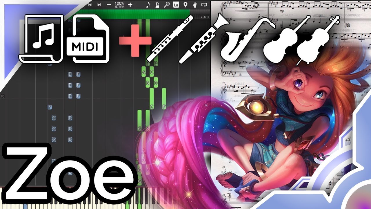 Zoe login theme - League of Legends (Synthesia Piano Tutorial)