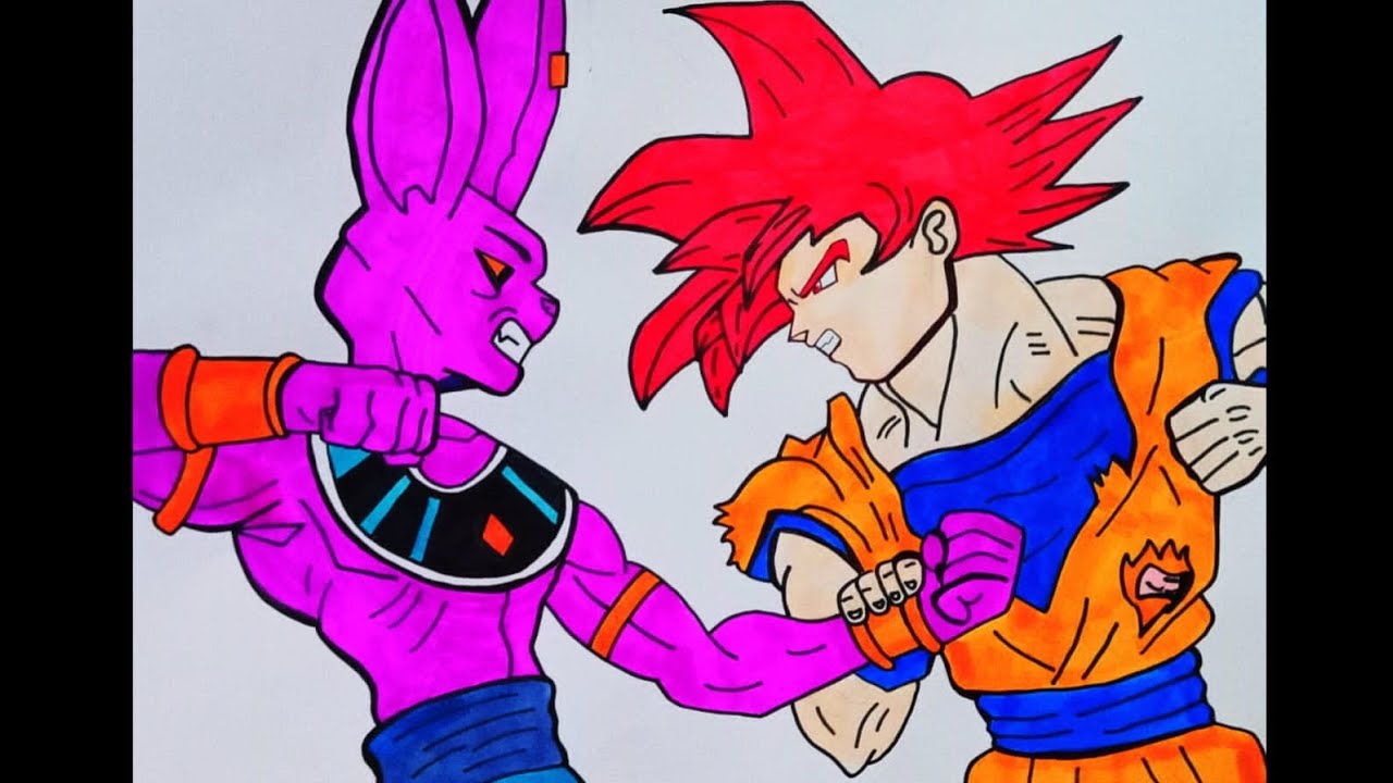 Como desenhar Goku ssj god vs bills - Dragon ball z a batalha dos deuses 