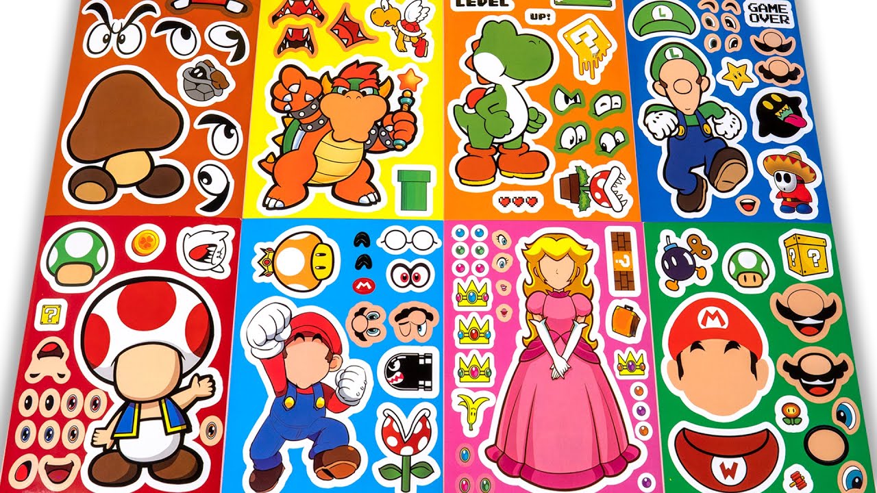 Удивительно приятное преображение книги с наклейками Super Mario с Марио, Луиджи и Йоши | ASMR DI...