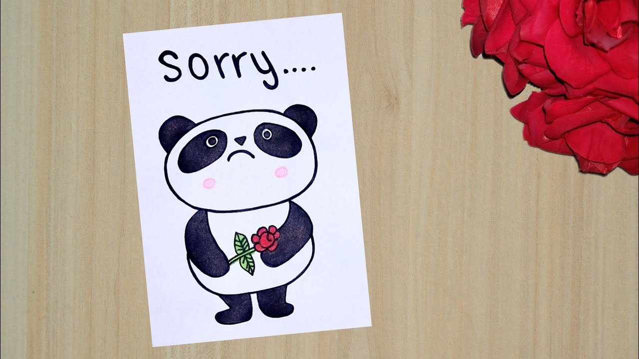 Beautiful Sorry Card //How to Draw Sorry Card For Best Friend //Cute Panda Apologize Card