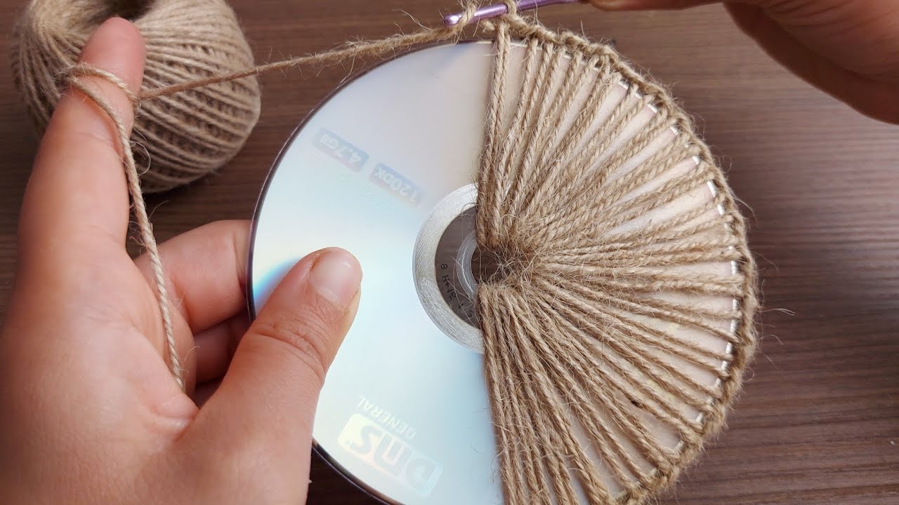 Super Crochet with a Jute Rope a Cd - Eski Cd İle Ördüğüm Bu Örgü Modeline Hayran Kalacaksınız 💿