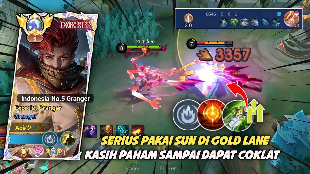CUKUP PAKAI BUILD INI BISA BUAT SUN GOLD LANE JADI FEEDER| TOP GLOBAL GRANGER MLBB