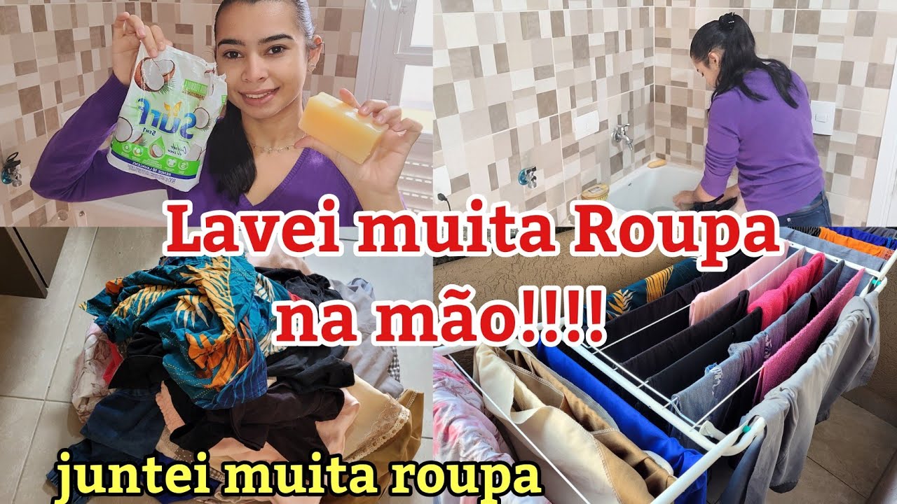 LAVANDO ROUPAS NA MÃO, EU LAVO ASSIM  MUITAS roupas acumuladas * EM CURITIBA🥶💜