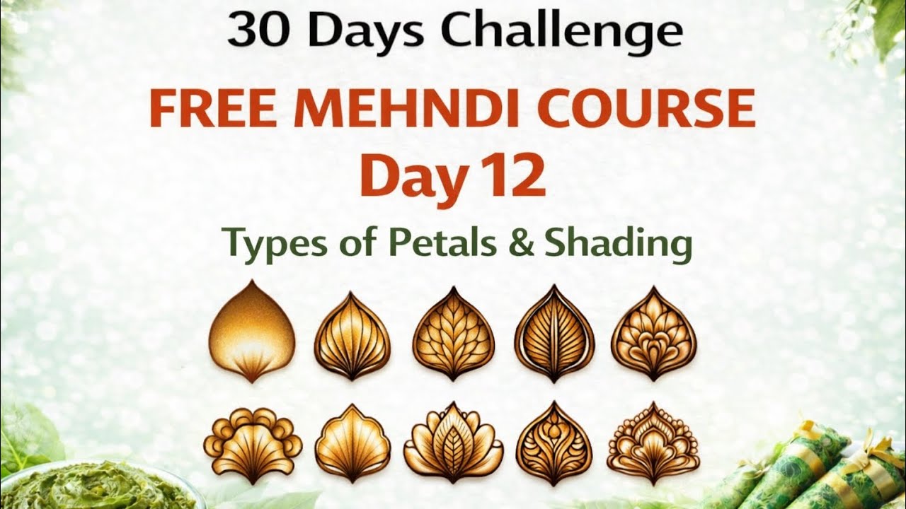 Free Mehndi Course Day-12 types of petal and Shading @putulmehndiart 