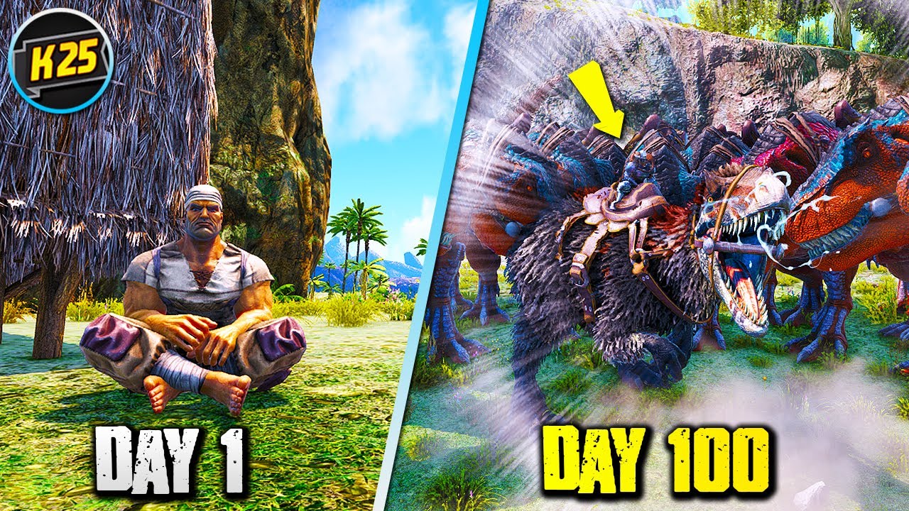 I Survived 100 Days of HARDCORE Ark Survival Evolved on THE CENTER😬