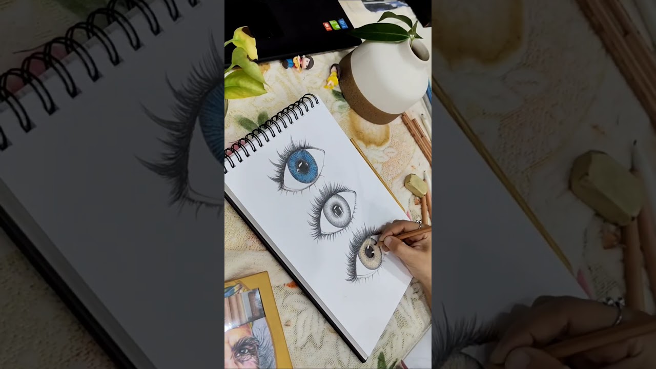 Every eye tells a different story&mdash;blue of dreams, grey of mystery, and hazel of warmth. #eyesketch