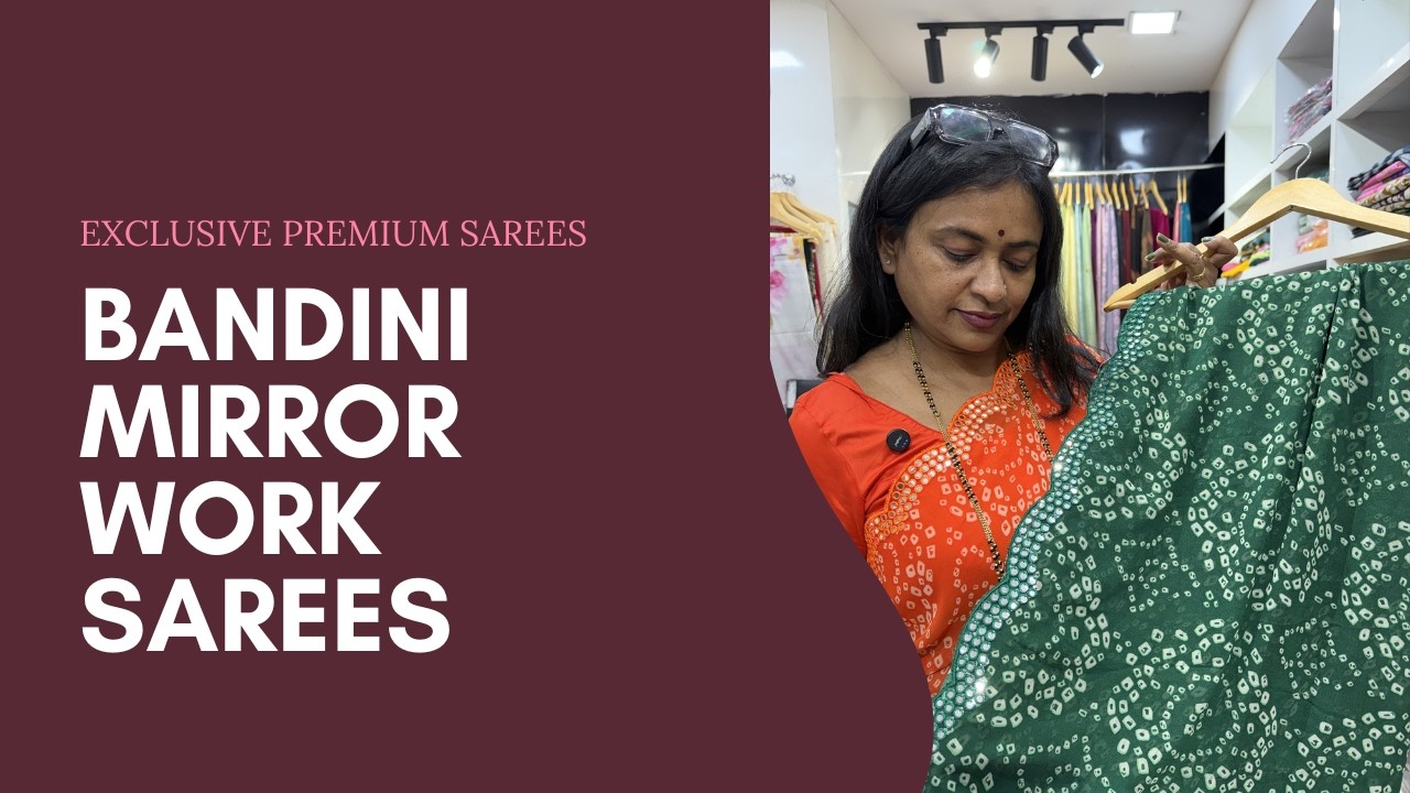 BANDINI SAREE WITH MIRROR BOARDERS | SCALP BOARDER | CHIFFON SAREES | KOMALS COLLECTION OF BLOUSES