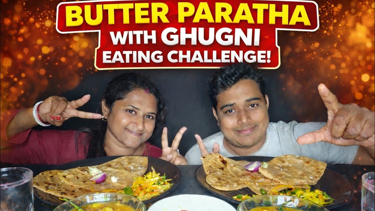 CHALLENGE!! Eating Paratha, ghughni, vegetables fry, chilli, onion(@RaazRaniEntertainment)