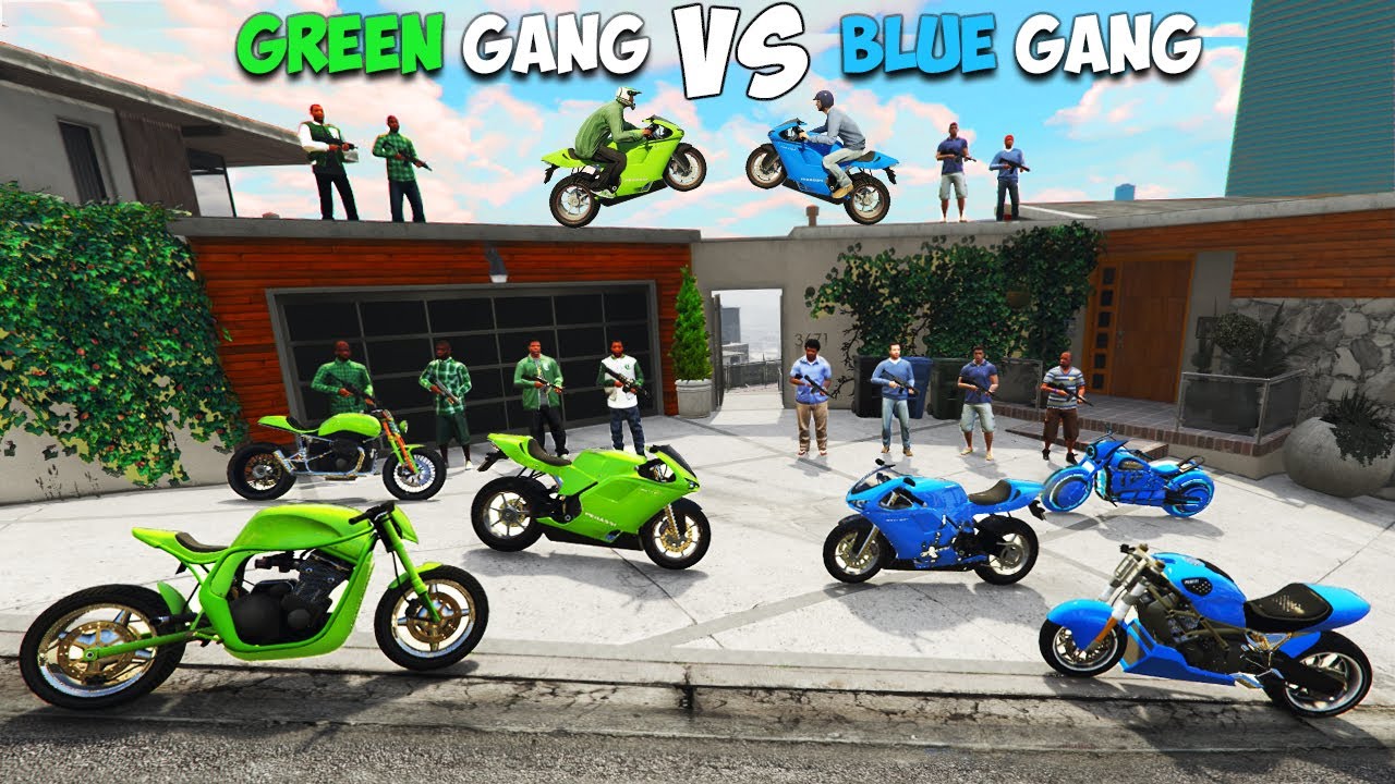 Green Gang VS Blue Gang BIKE COLLECTION CHALLENGE in GTA 5!