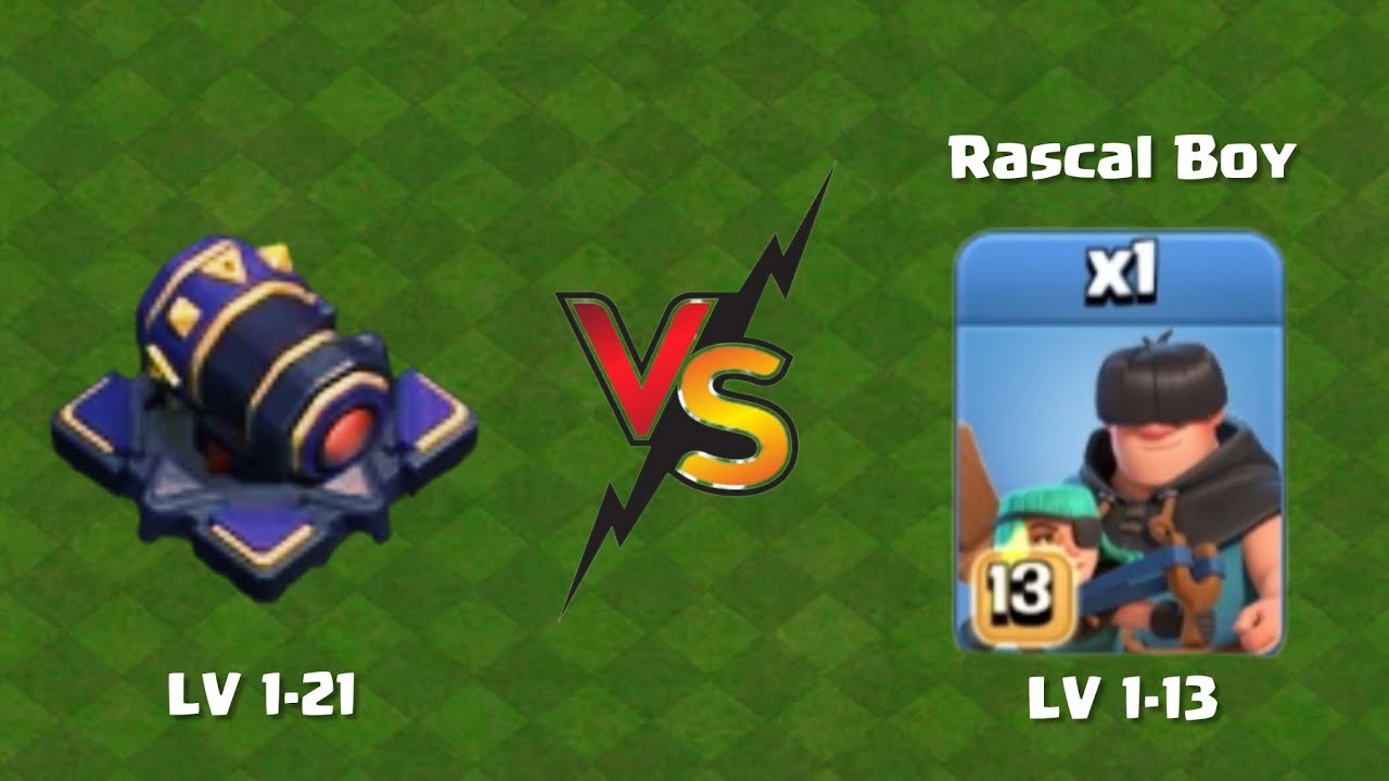 Rascal Boy Level 1–Max vs Cannon Level 1–21 | Clash of Clans Upgrade Battle Test #supercell #coc 