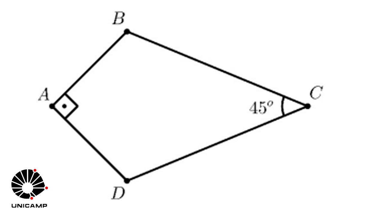 A figura abaixo exibe um quadrilátero ABCD, onde AB = AD e BC = CD = 2 cm