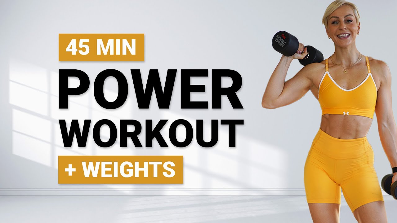 45 MIN DB POWER WORKOUT | Full Body Dumbbell | Strength + HIIT | + Weights | With Repeat