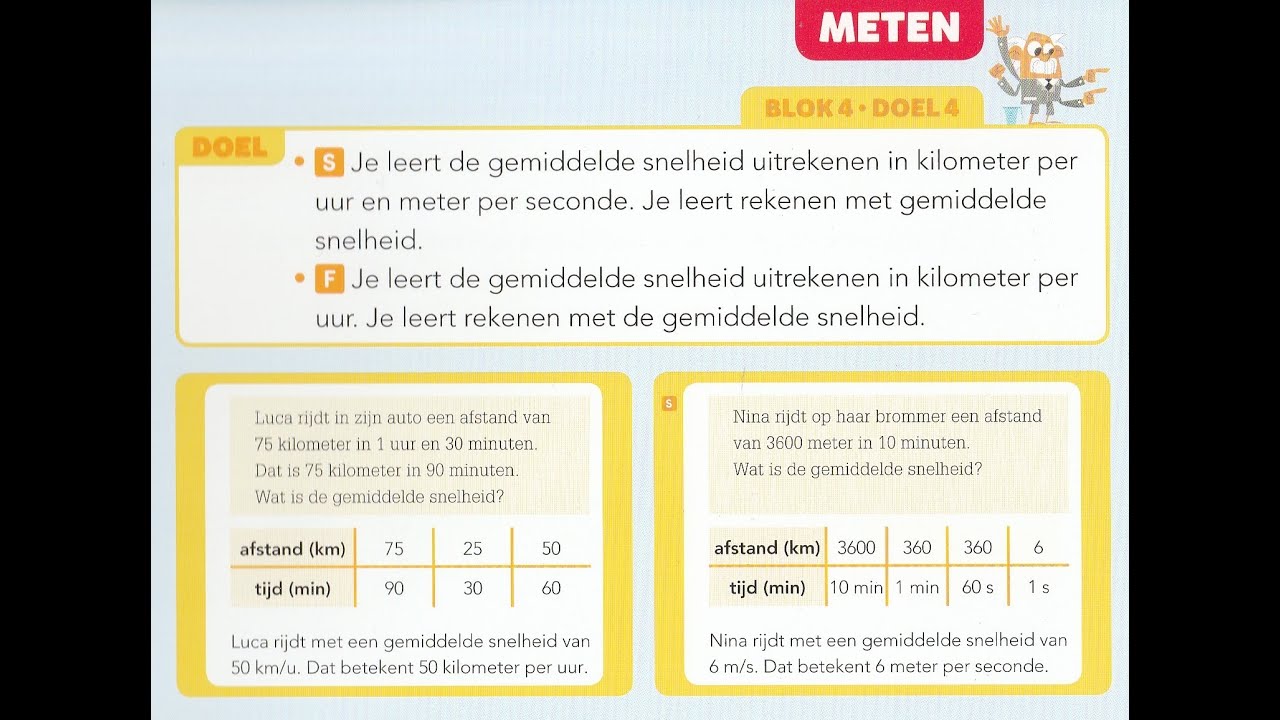 Pluspunt 4 groep 7 blok 4 doel 4 gemiddelde snelheid uitrekenen