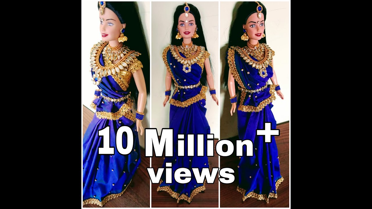 North indian style barbie saree draping /barbie saree draping with jewellery