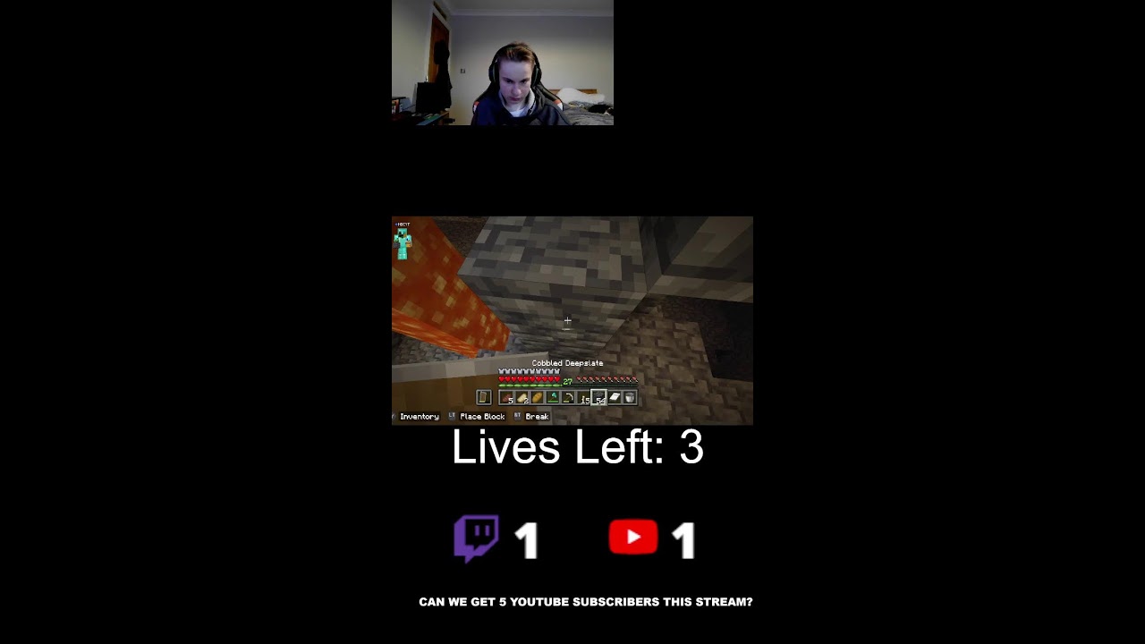 Minecraft Semi Hardcore: with 3 lives