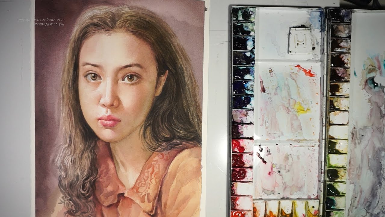 Watercolor step by step how to paint portrait- Advanced level