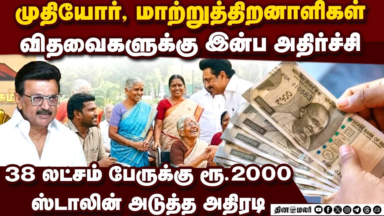 ரூ.2 ஆயிரம் சிறப்பு தொகுப்பு: 38 லட்சம் வங்கிக்கணக்கில் வரவு Rs.2000 special assistance to senior c