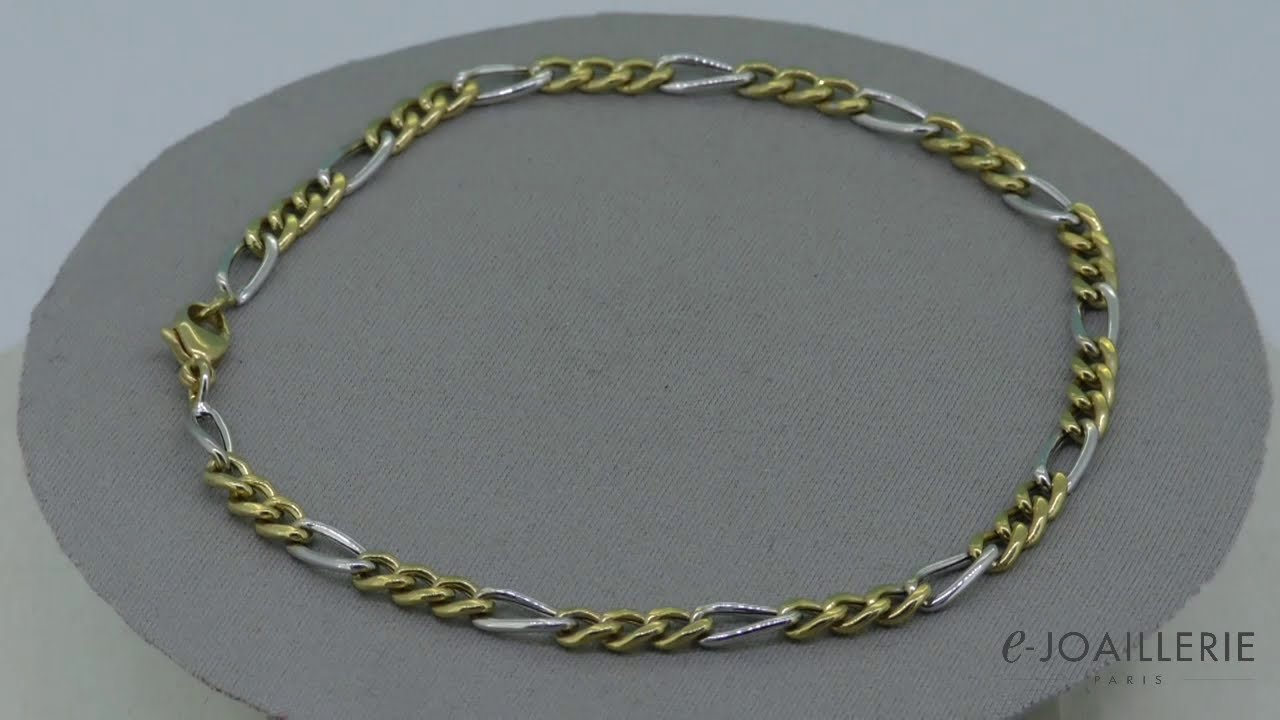 www.e-joaillerie.com - Bracelet deux ors 18 carats pour homme - 21 cm