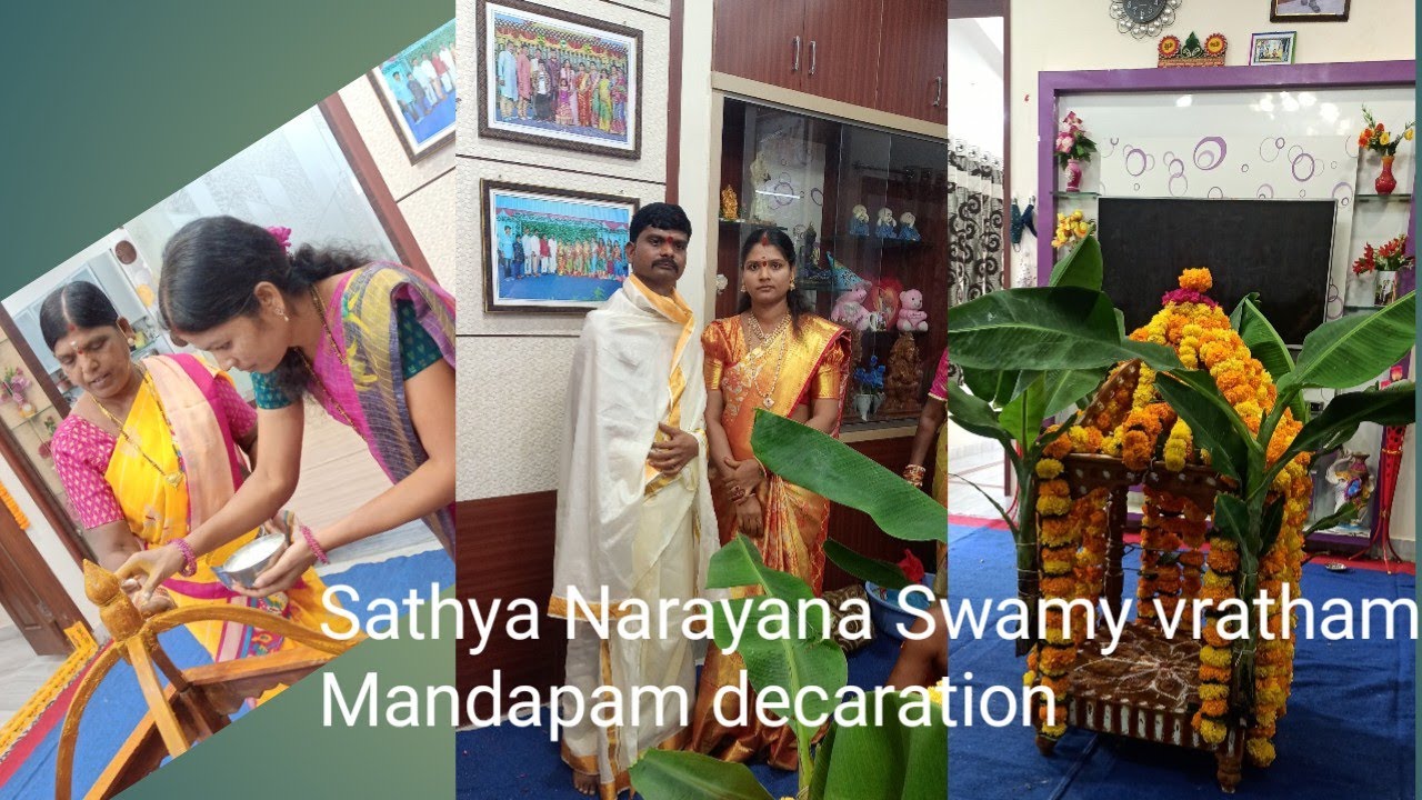 Satyanarayana Swamy vratham Mandapam decaration/సత్యనారాయణ స్వామి పీట అలంకరణ....