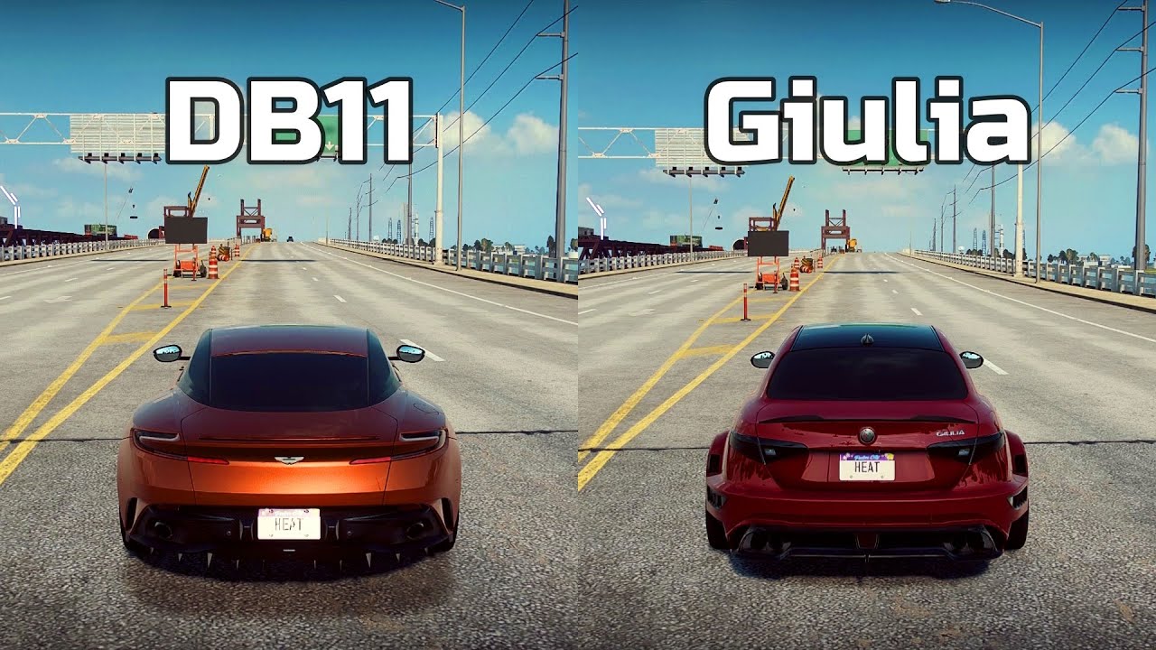 NFS Heat: Aston Martin DB11 vs Alfa Romeo Giulia Quadrofoglio - Drag Race