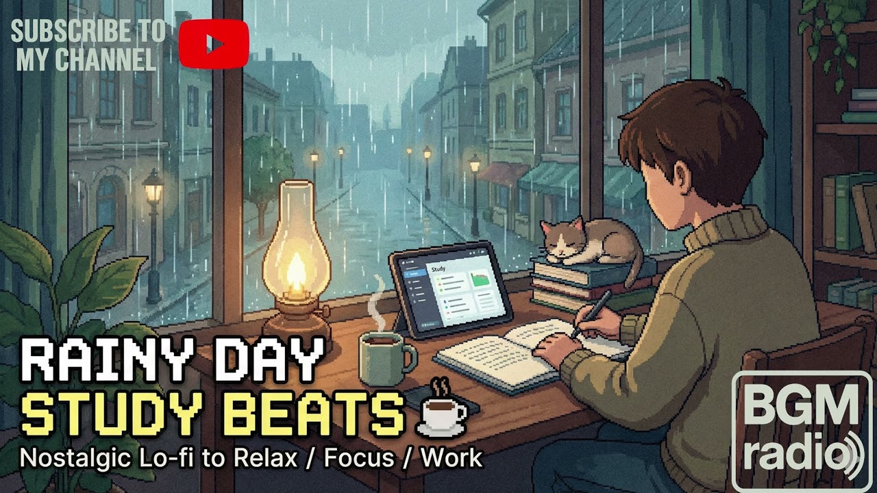 【BGM radio】Rainy Day Study Beats ☕ Nostalgic Lo-fi to Relax / Focus / Work