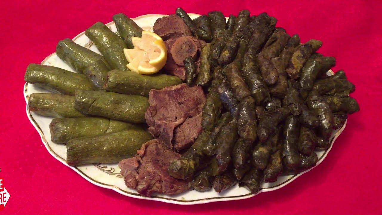 Stuffed Grape Leaves With Lamb (Warak Enab) محشي الكوسا مع ورق العنب