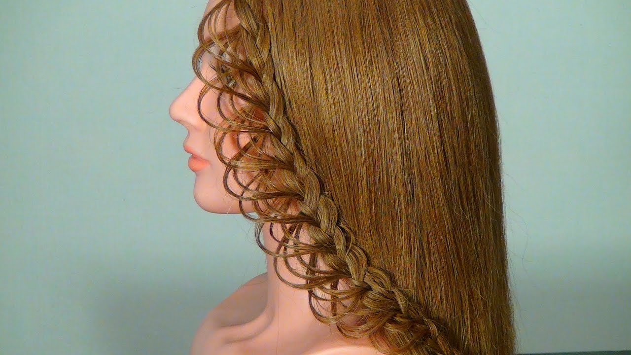 Плетение ажурной косички на длинные волосы. Braided hairstyle