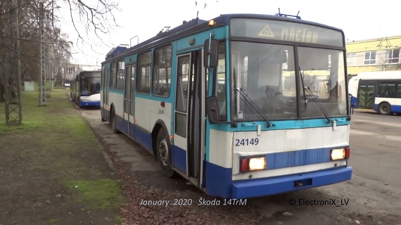 Trolleybus Škoda 14TrM interior lighting, brake pedal alarm, interior ceiling ventilation
