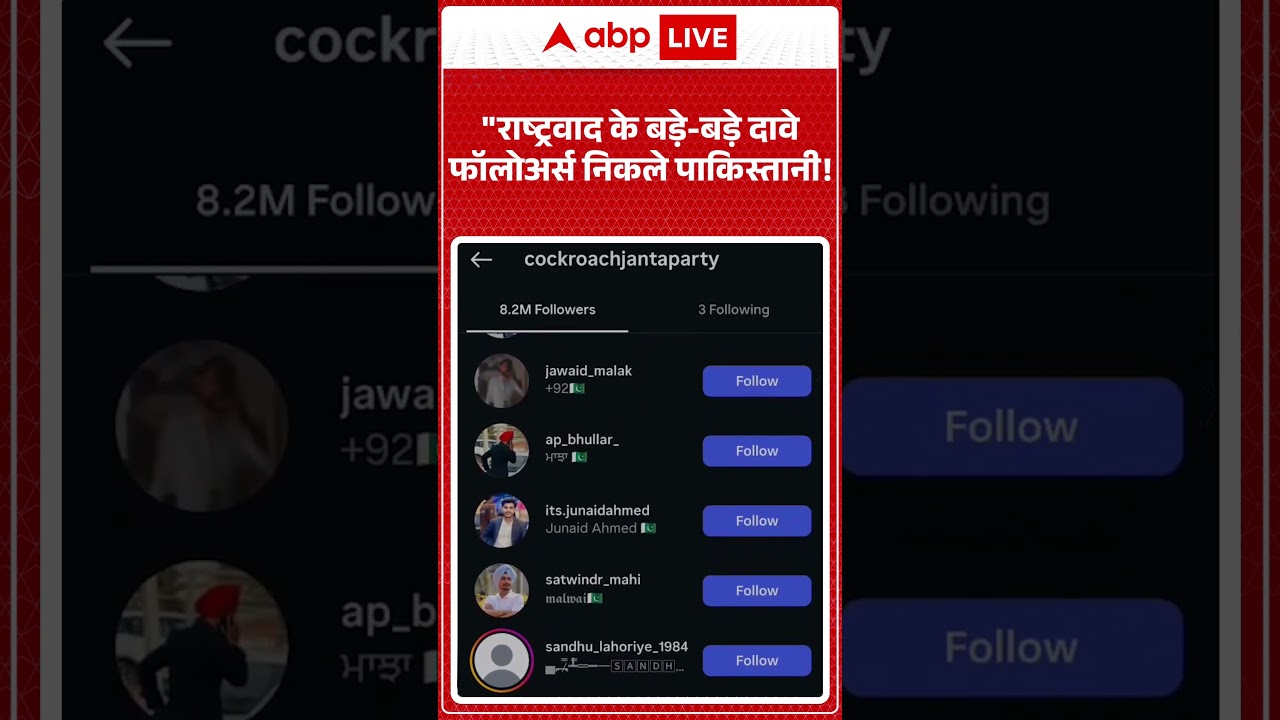 Cockroach Janta Party : राष्ट्रवाद के बड़े बड़े दावे फॉलोअर्स निकले पाकिस्तानी!| #CJP #viralshorts
