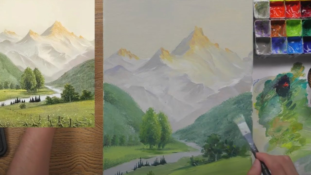 春日綠野 簡單風景畫教學 | 超詳細步驟，看完你也能學會！ 【楊將】