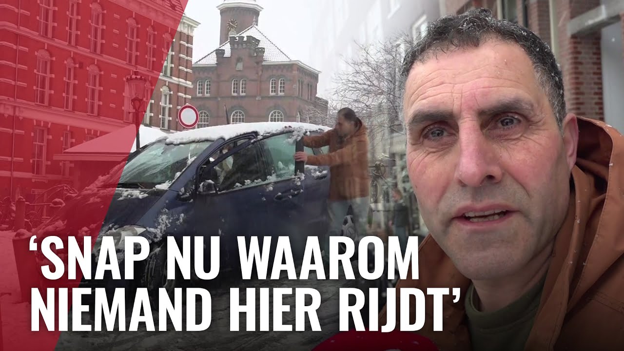 Glibberen en glijden over de grachten door de sneeuw