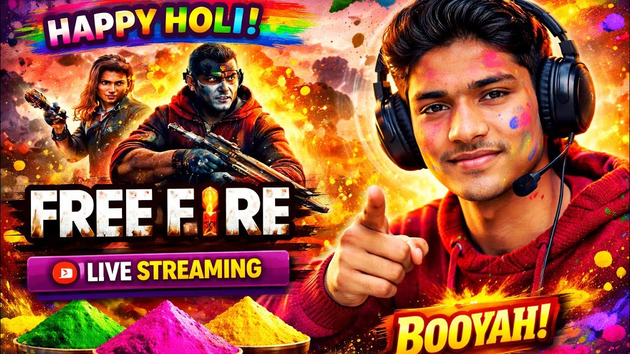 Holi Special BOOYAH Live RangonMein Rumble Free Fire Custom