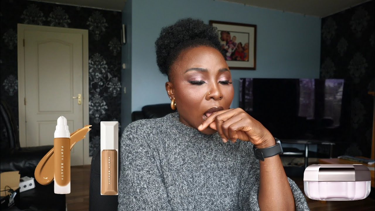 Routine makeup using using fenty bbeauty powder, Charlotte tilbury's eyeshadow palette etc