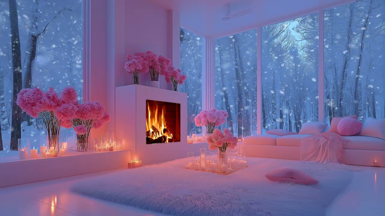 🔥🎼 Cozy Winter Piano Lounge | Calming Fireplace Crackle for Study, Work, Relaxation & Peaceful Sleep