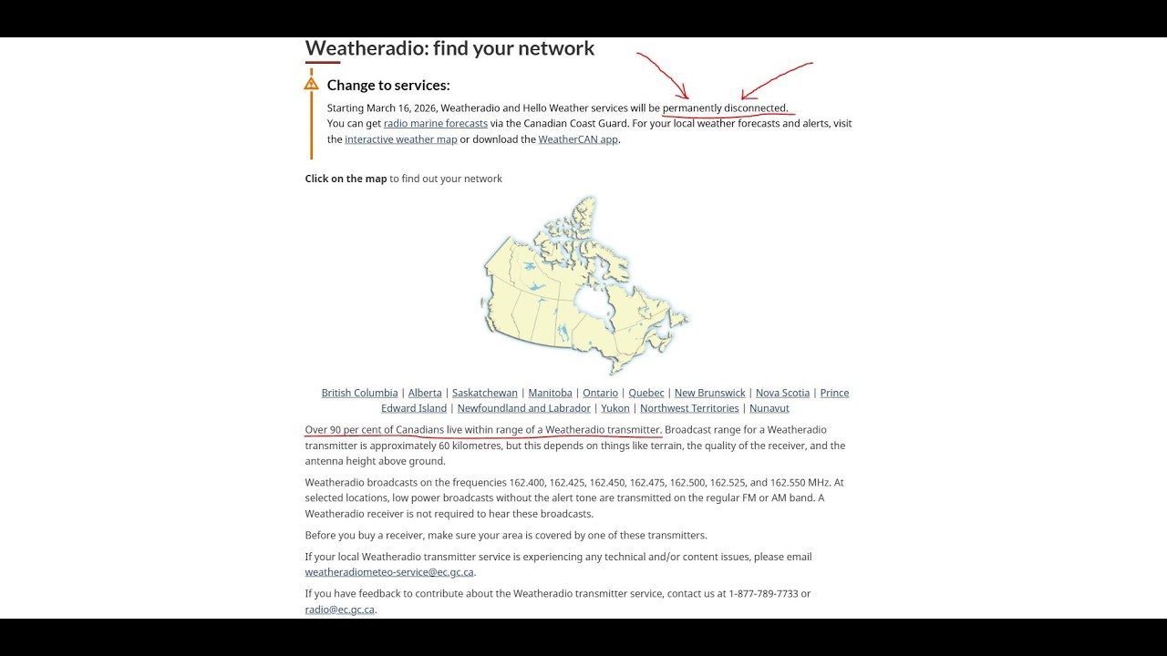 🇨🇦 Government of Canada is DISCONTINUING Emergency Weather Radio Broadcasts ?!?!?