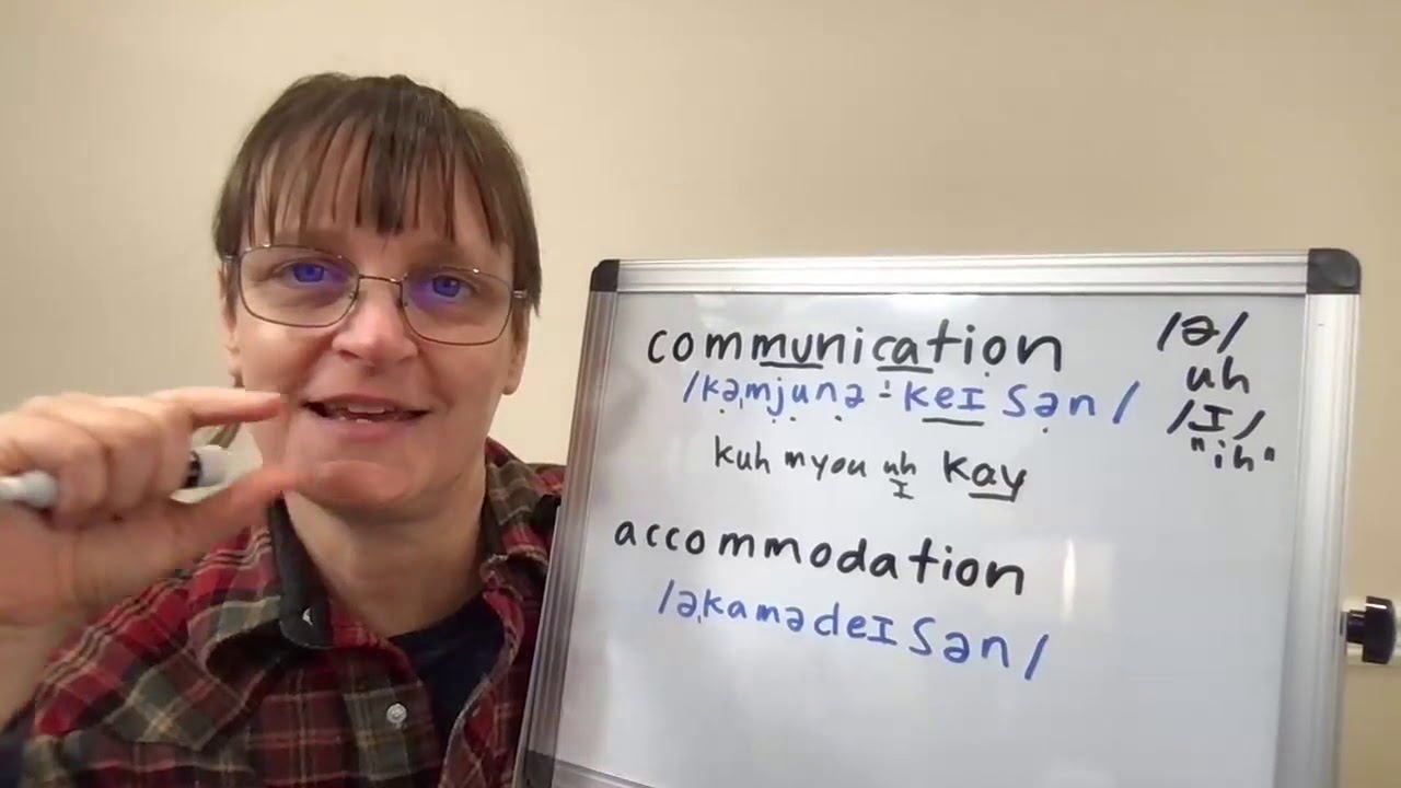 How to Pronounce Communication, Accommodation (Reduced Vowel sounds /ə/ and /ɪ/)