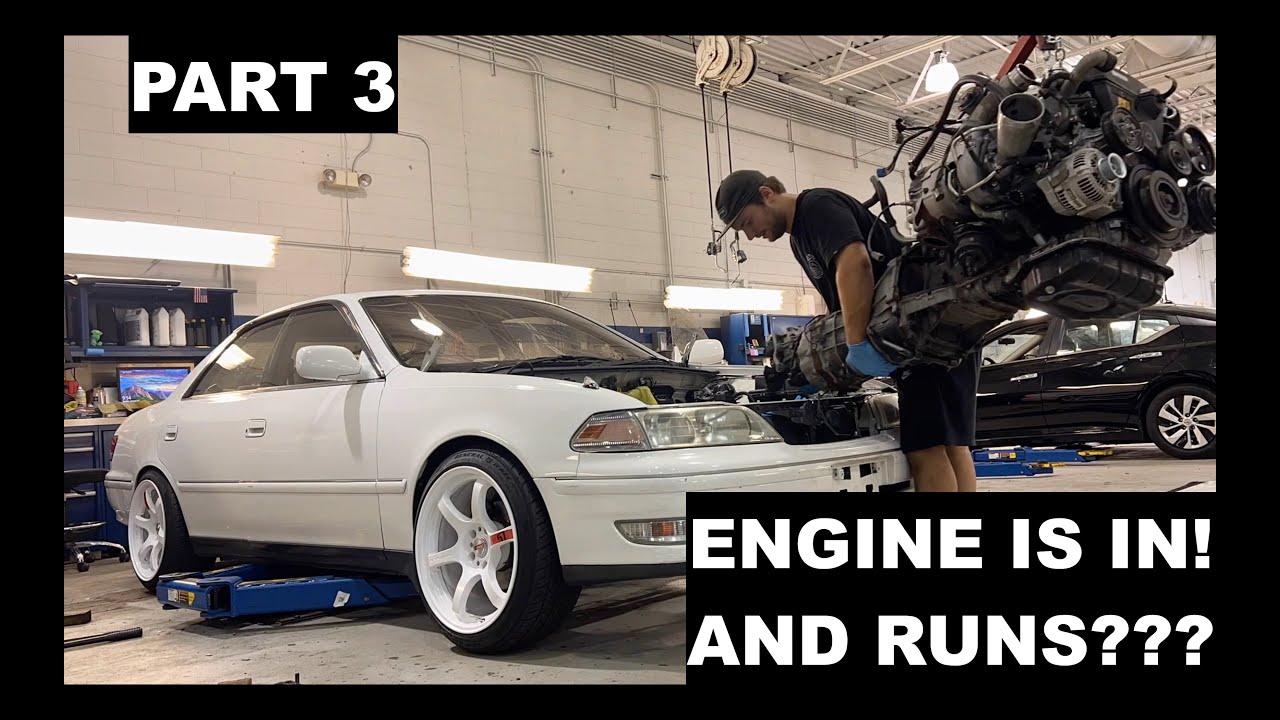 JZX100 GE TO GTE SWAP ( PART 3 ) ENGINE IS IN AND TRY TO GET IT STARTED!