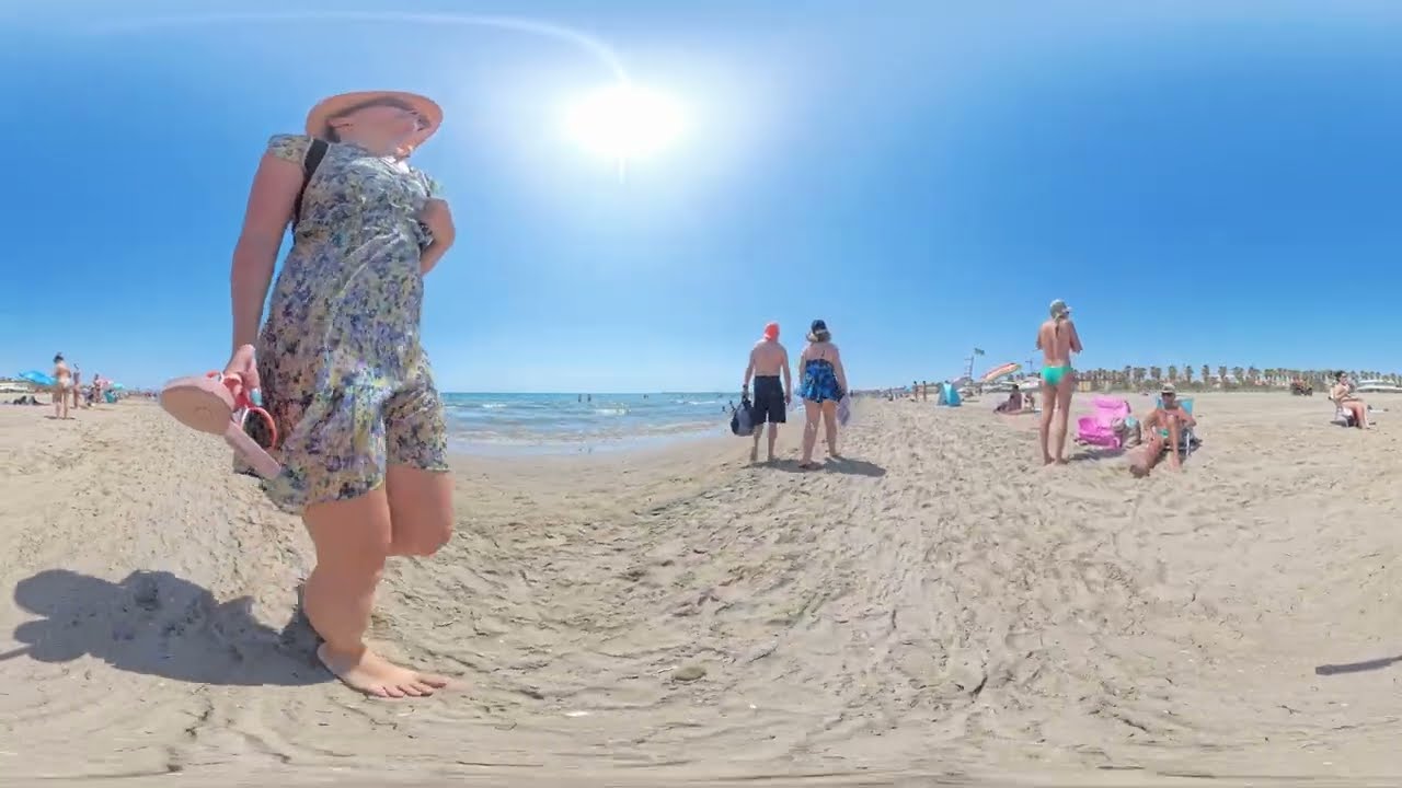 😍 Barceloneta Beach VR Walk in 360° | Sunny Seaside Escape 2025 | AroundMe