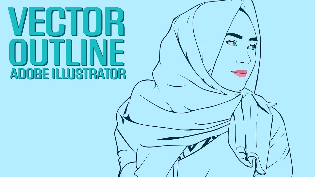 Outline Vector Hijab Adobe Illustrator