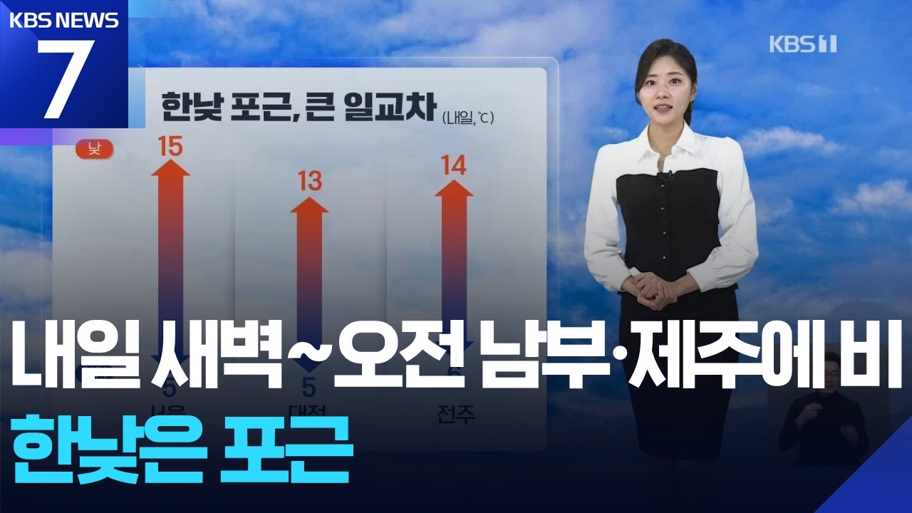 [날씨] 내일(27일) 새벽~오전 남부·제주에 비…한낮은 포근 / KBS  2026.02.26.