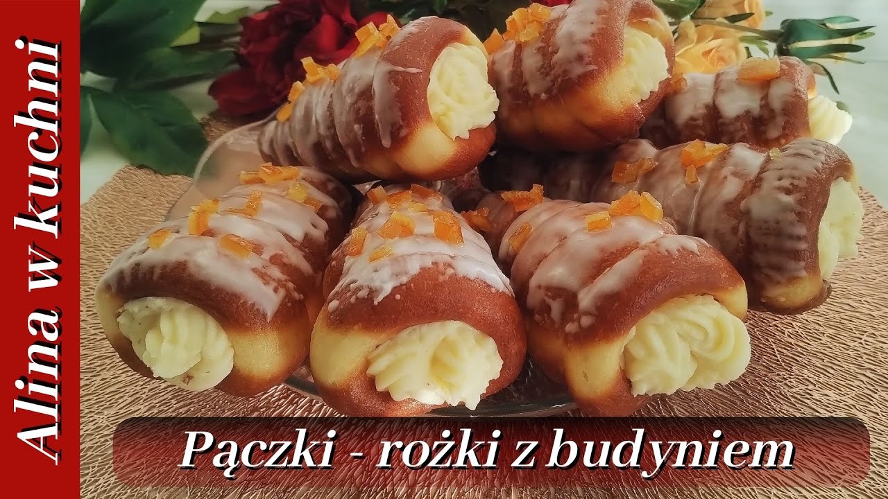 Pączki w kształcie rożków z kremem budyniowym - metoda tangzhong