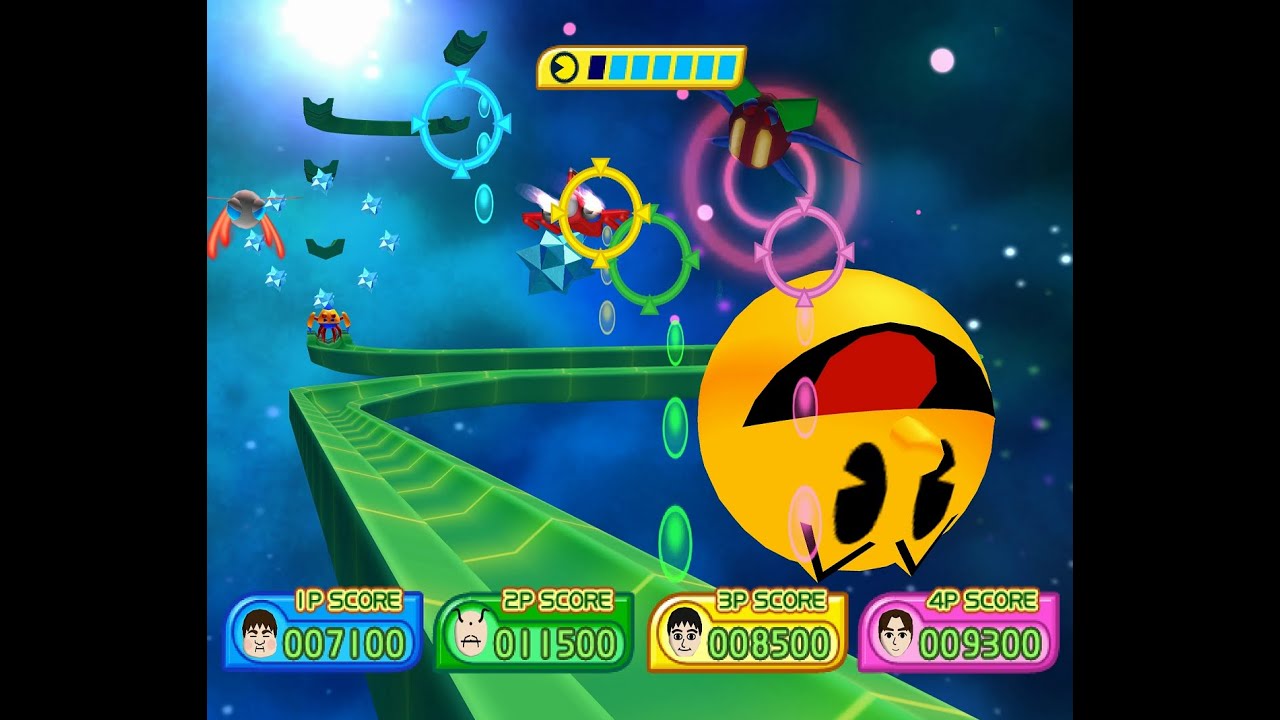 Namco Museum Megamix: Galaga Remix Wii 4 player Netplay 60fps