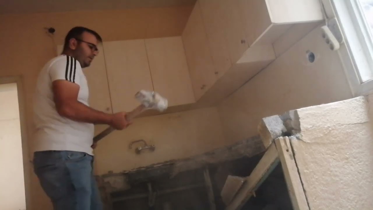 Eski mutfak dolabı Tezgah Kırma İşlemi Beton Atılmış 😱