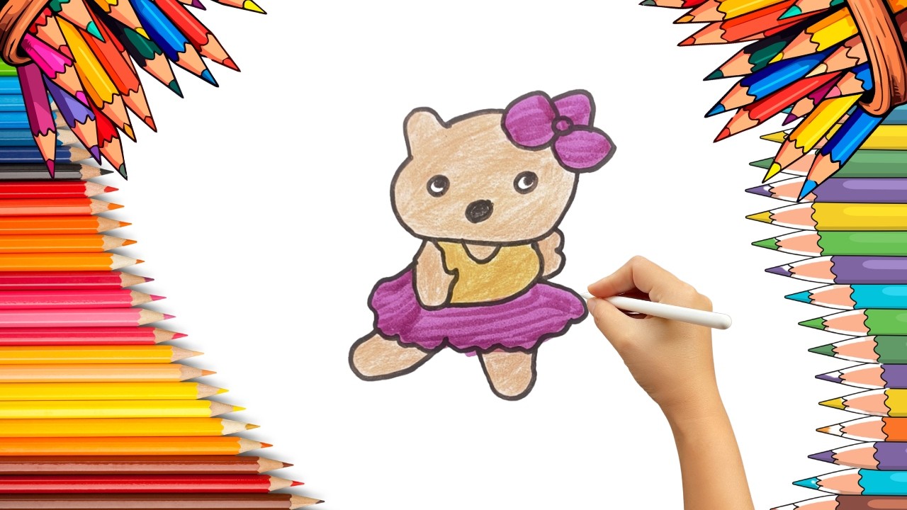 How To Draw cute Kitty Drawing, Painting & Coloring For Kids and Toddlers_ Child Art 🐋🌈🎨