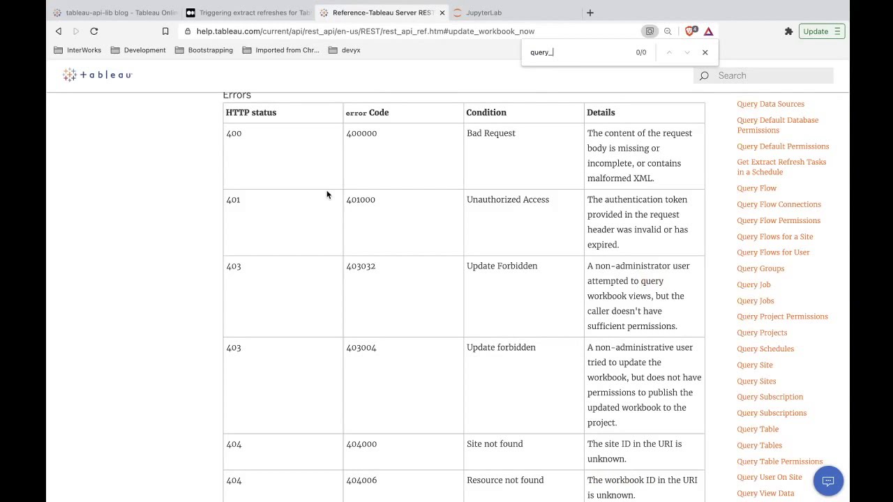 Запуск обновления выписок Tableau с помощью REST API