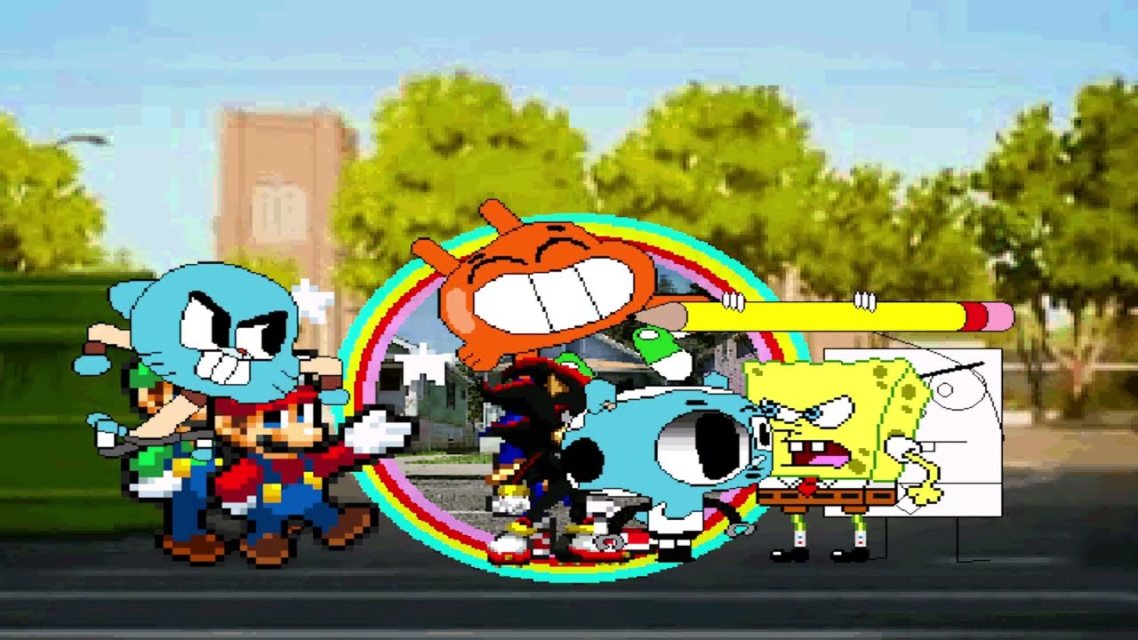 Team Mario, Luigi, Sonic and Shadow vs Team SpongeBob, Doodlebob, Gumball and Darwin | Best of 5