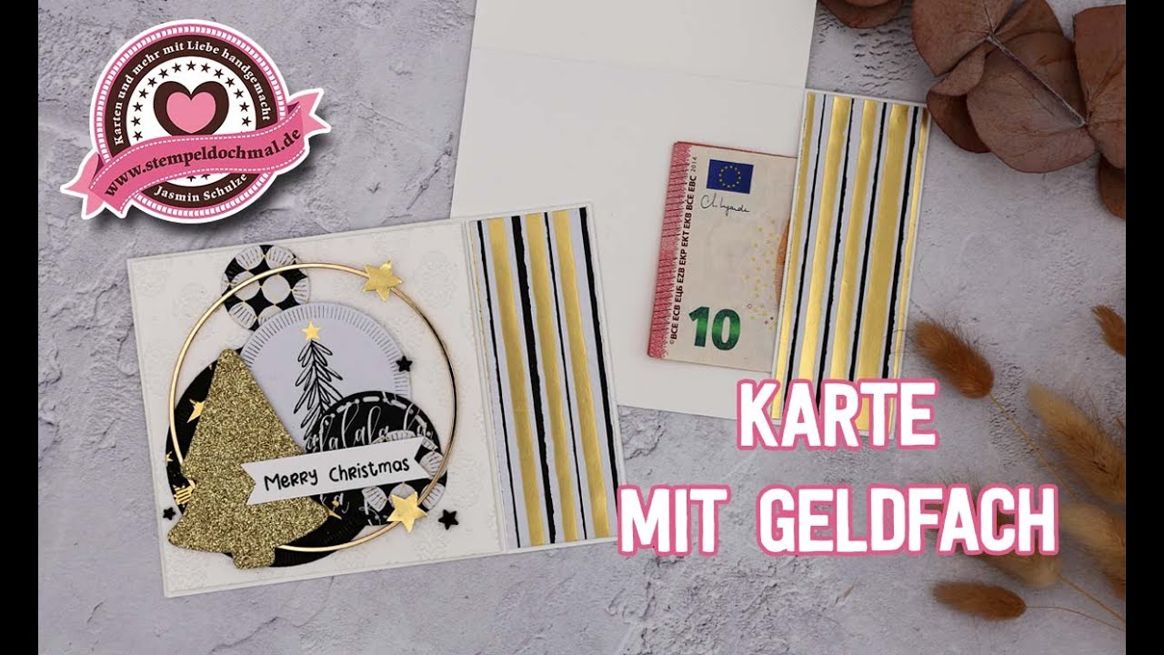 Karte mit Geldfach | Karte für Geschenkgutschein | Moderne Weihnachten