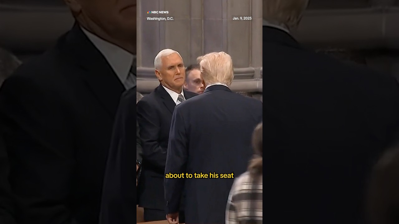 President-elect Trump and his former VP, Mike Pence, shook hands at Jimmy Carter's funeral.